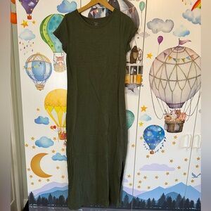Daily ritual army green cotton maxi dress xsmall like new